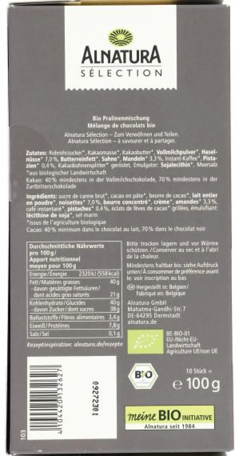 Gebäck & Schokolade|Bünting Tee Alnatura Sélection Pralinen Variationen Belgische Art100 g