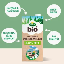Milch & Sahne|Bünting Tee Arla Bio Haltbare Weidemilch 3,8% Fett1 l