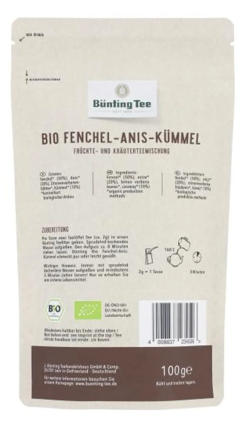 Kräutertee|Bünting Tee Bio Fenchel-Anis-Kümmel100 g