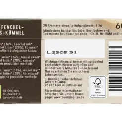 Kräutertee|Bünting Tee Bio Fenchel-Anis-Kümmel20 x 3 g