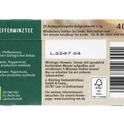 Kräutertee|Bünting Tee Bio Pfefferminze20 x 2 g