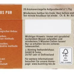 Rooibostee|Bünting Tee Bio Rooibos Pur20 x 1,75 g