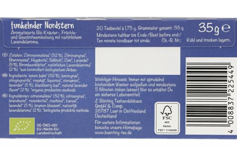 Kräutertee|Bünting Tee Funkelnder Nordstern20 x 1,75 g