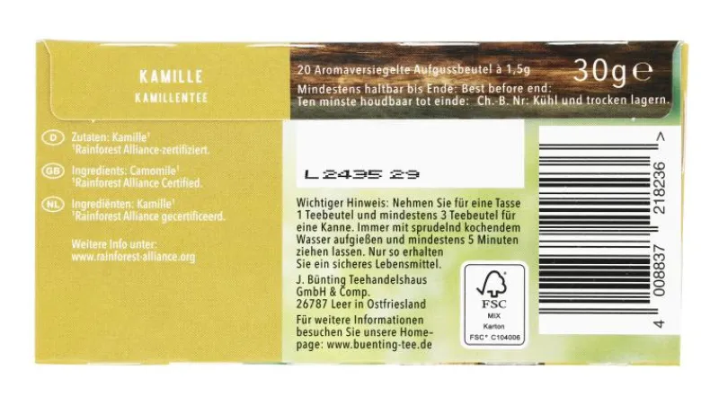 Kräutertee|Bünting Tee Kamille classic20 x 1,50 g