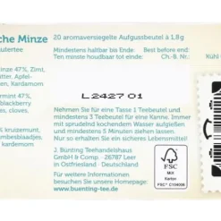 Kräutertee|Bünting Tee Orientalische Minze20 x 1,80 g