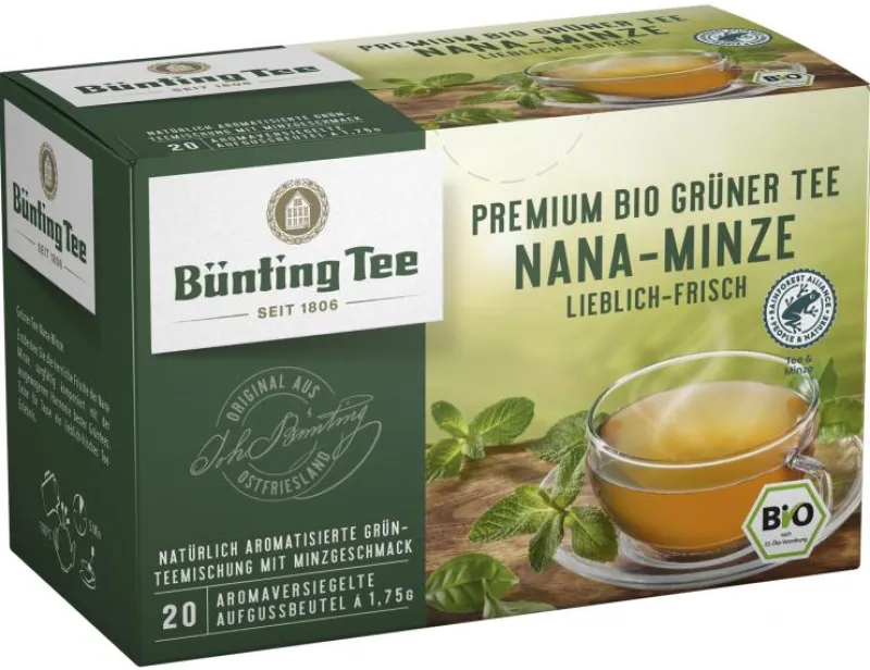 Grüntee|Bünting Tee Premium Bio Grüner Tee Nana-Minze20 x 1,75 g