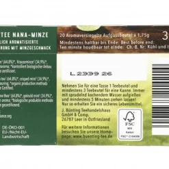 Grüntee|Bünting Tee Premium Bio Grüner Tee Nana-Minze20 x 1,75 g