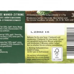 Grüntee|Bünting Tee Premium Grüner Tee Mango-Zitrone20 x 1,75 g