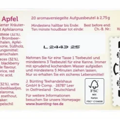 Früchtetee|Bünting Tee Türkischer Apfel20 x 2,75 g