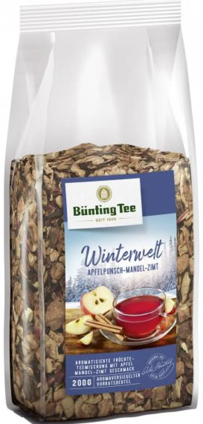 Früchtetee|Bünting Tee Winterwelt Apfelpunsch-Mandel-Zimt200 g