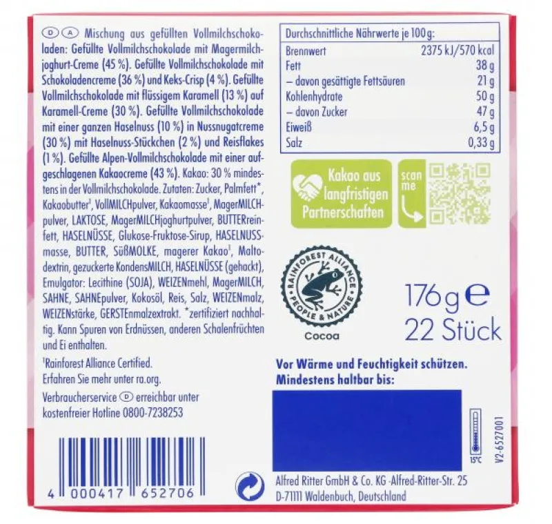 Gebäck & Schokolade|Bünting Tee Ritter Sport Schokowürfel Dankeschön176 g